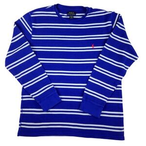Polo Ralph Lauren Men's Blue White Striped Thermal Long Sleeve Sleepwear Top XL